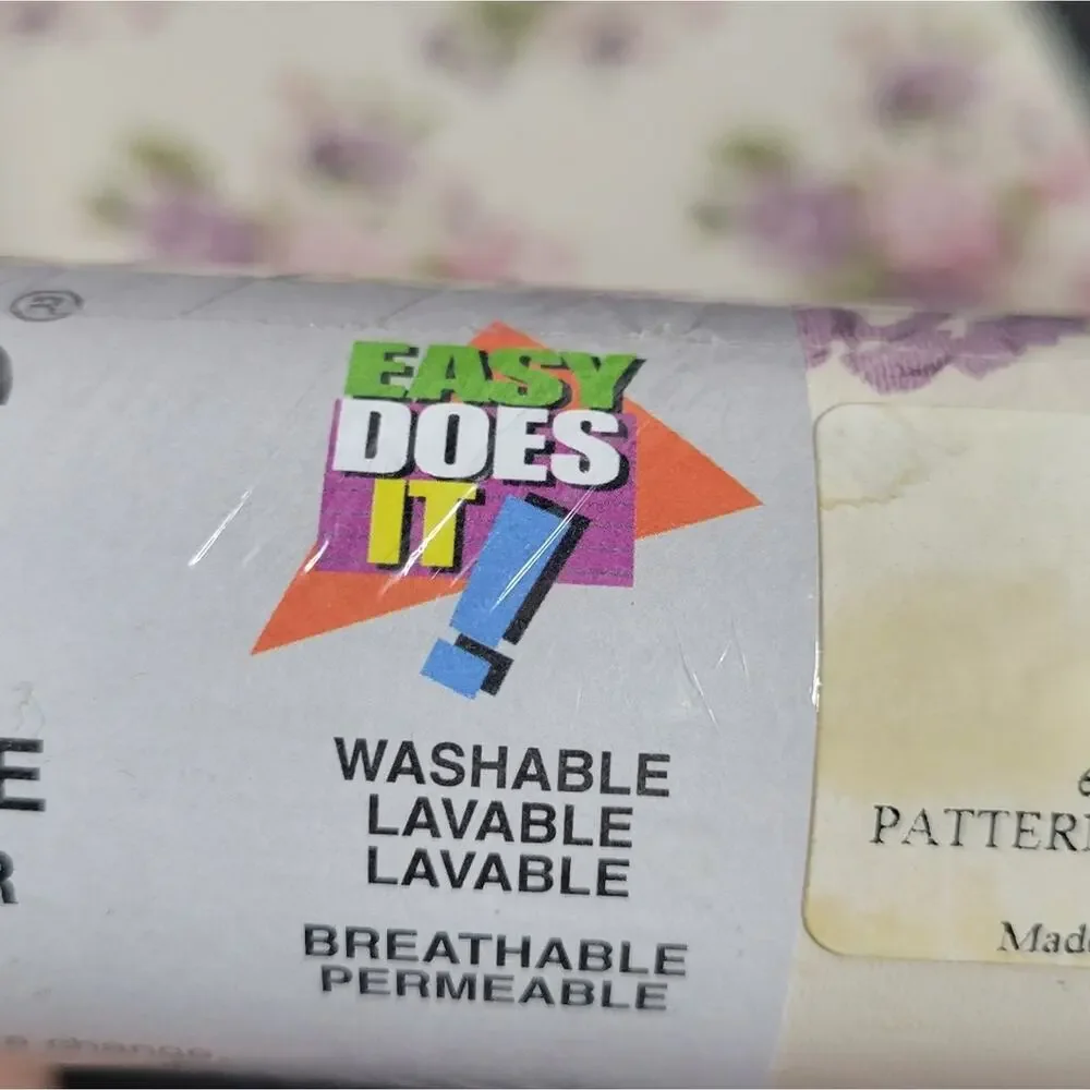 Vintage 90s Sanitas Purple Floral Prepasted Wallpaper, 20.5